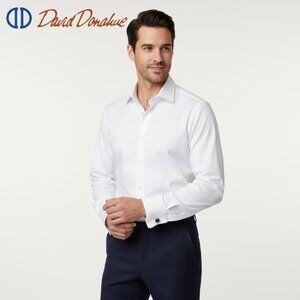 David Donahue White Broadcloth French Cuff Dress Shirt White Size 32/33